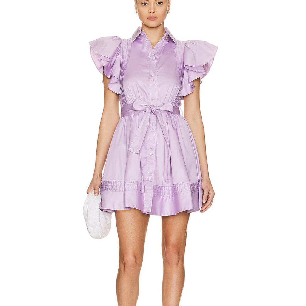 Aje Lavender Mini Dress With Ruffle Sleeves